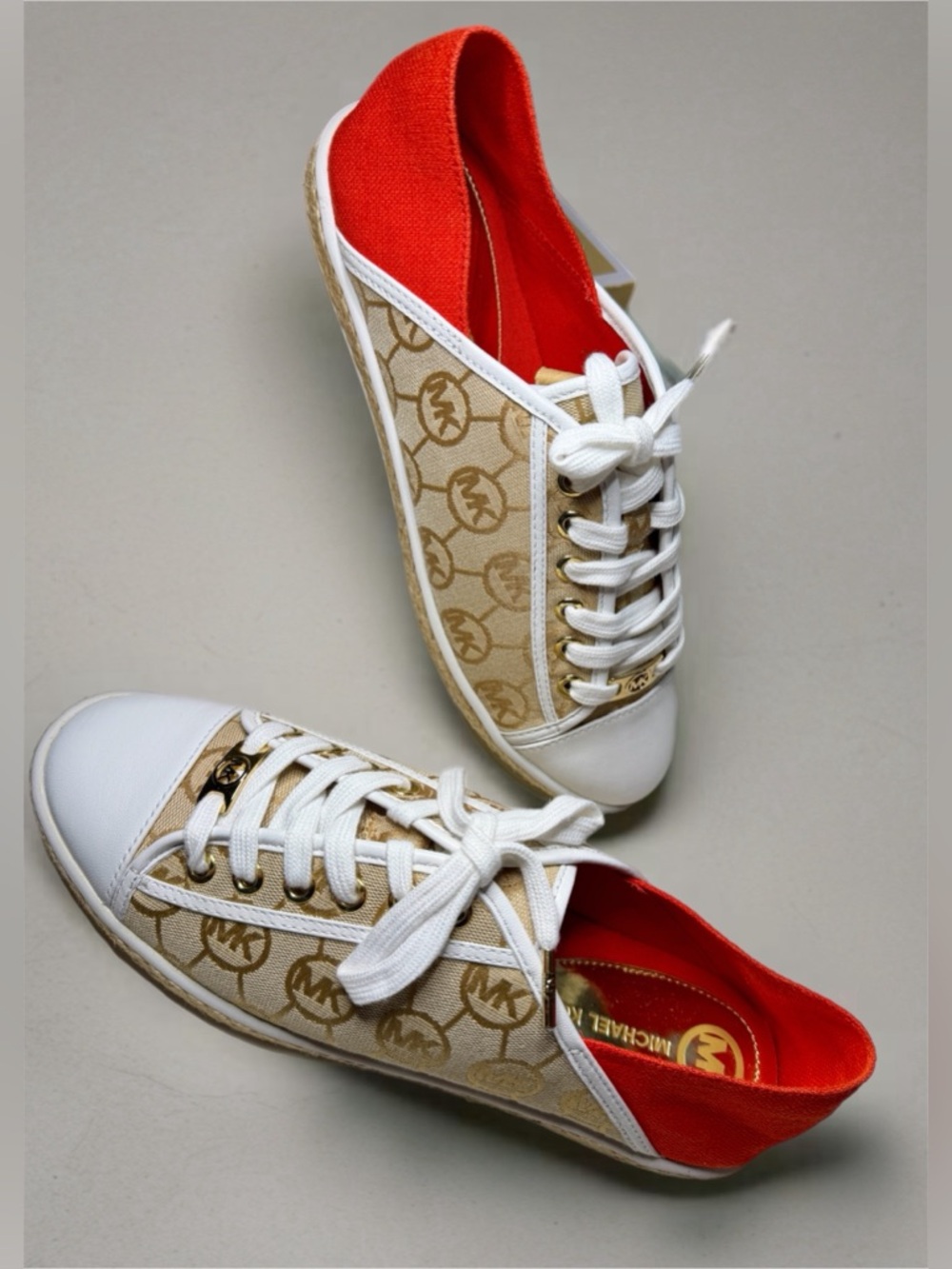 Michael Kors Kristy Slide Espadrille Sneakers 9.5 Womens MK Logo Jaquard/Mand - Picture 5 of 15